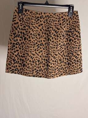 Vintage 90s Passport Genuine Leather Leopard Print Mini Skirt Size M